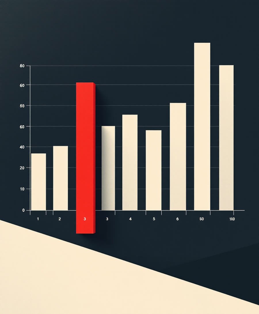 Graphique laissé vide et outils de mesure, une barre rouge se détache