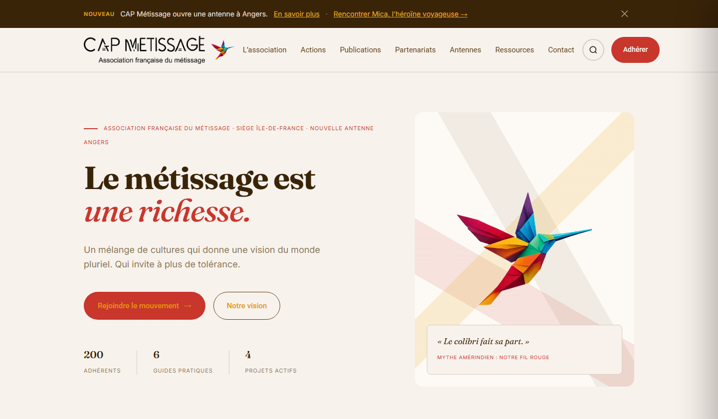 Aperçu du site capmetissage.com